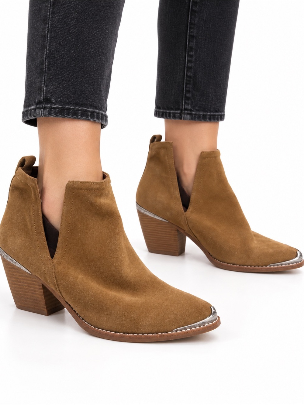 Jefferey Campbell Cromwell Suede Leather Western Ankle Booties Womenโs Size 8